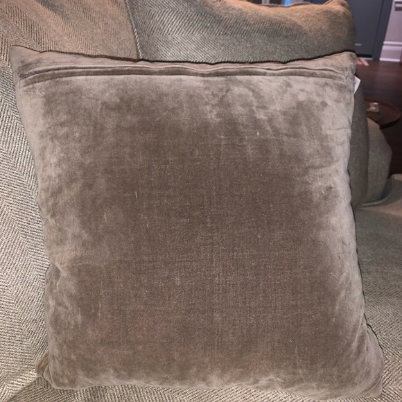 NWOT Arhaus Ruche Taupe Velvet Pillow 18inches w/ Arhaus Feather Insert - Picture 2 of 4